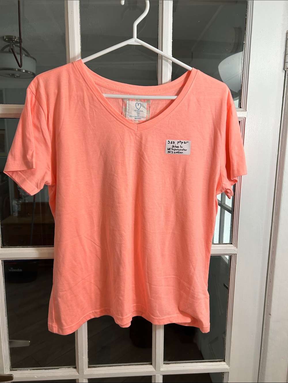 S23. Women’s V-Neck Short Sleeve Top - Coral Pink